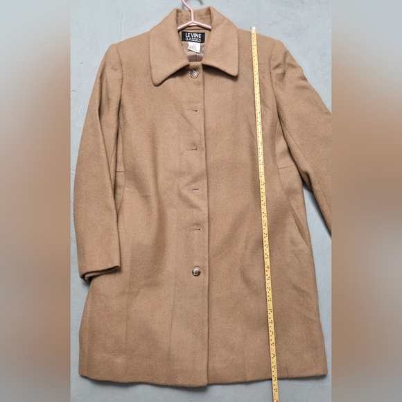 Levine Classic Vintage Sz 8 /M 100% Wool Tan Longline Coat/ Jacket Pockets - Picture 12 of 16